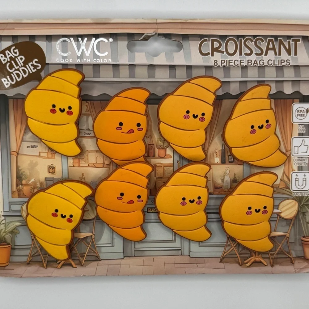 Croissant Bag Chip Clips Magnetic Set of 8 New